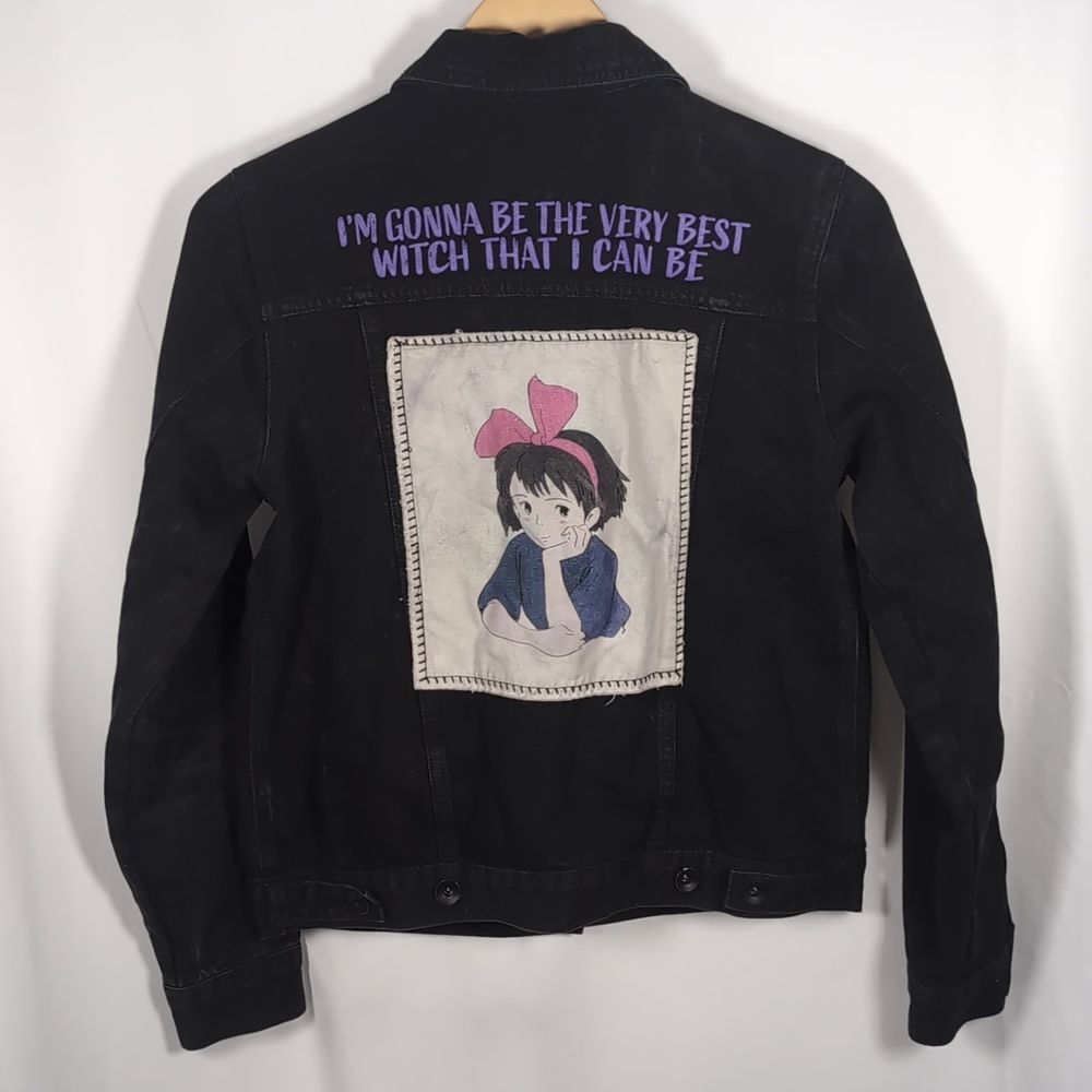Kiki's Delivery Service Studio Ghibli Anime Distressed Denim Jacket Grunge Goth